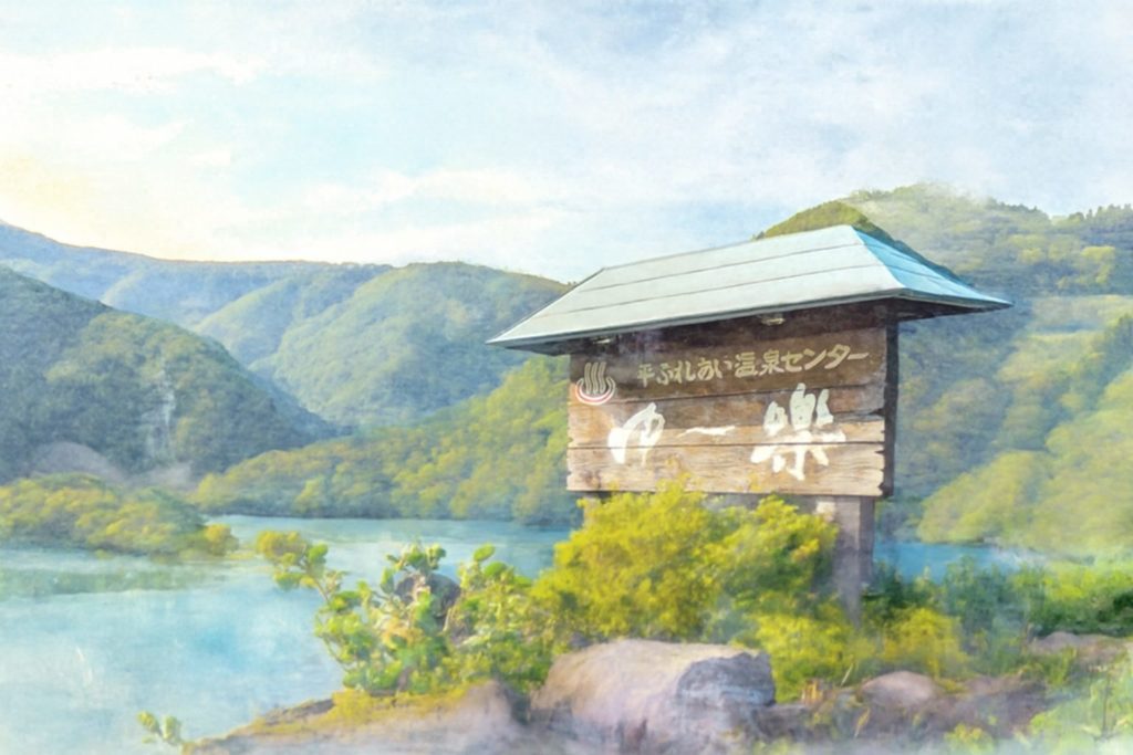 清流と緑に囲まれたゆ〜楽の外観