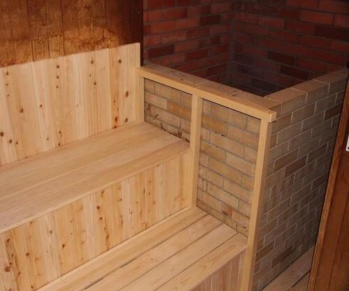 共用サウナ L字2段座面 ストーブ前席