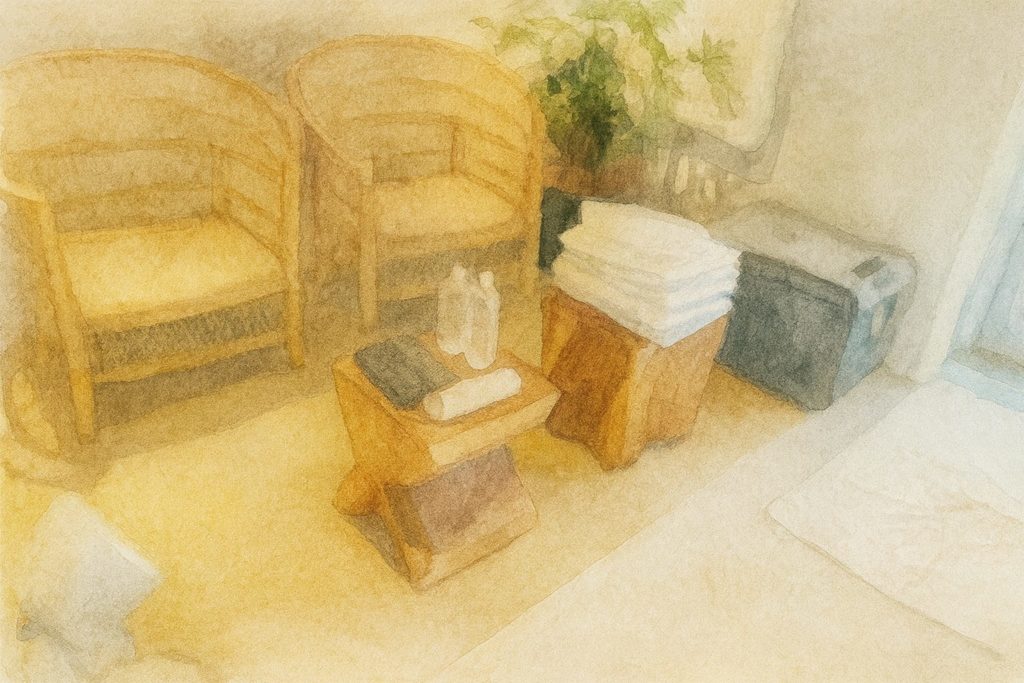 清潔なアメニティが揃う香林居のパウダースペース 